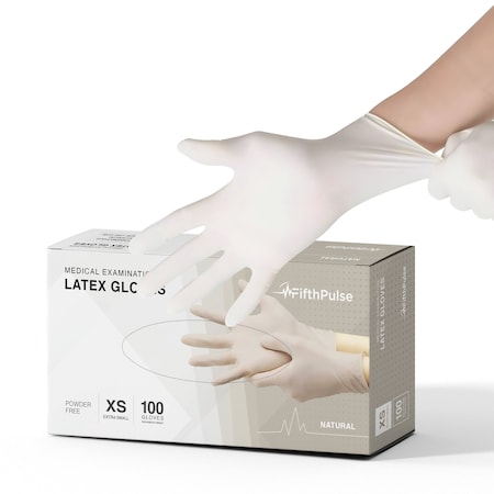 Fifthpulse Disposable Gloves, Latex, XS, 100 PK, Natural FMN100373